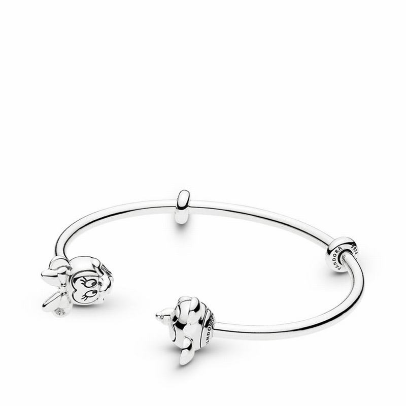 Pandora Disney, Mickey & Minnie Open Bangle Bracelet NZ, Sterling Silver (820376-LPO)